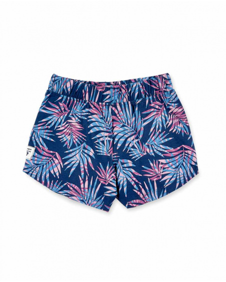 Printed navy knit shorts for girl California Chill collection