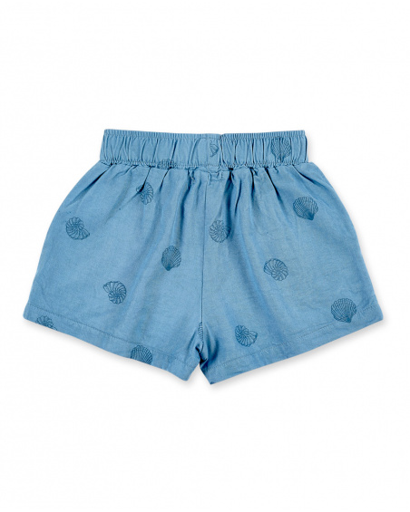 Indigo blue knitted shorts for girl Island Life collection