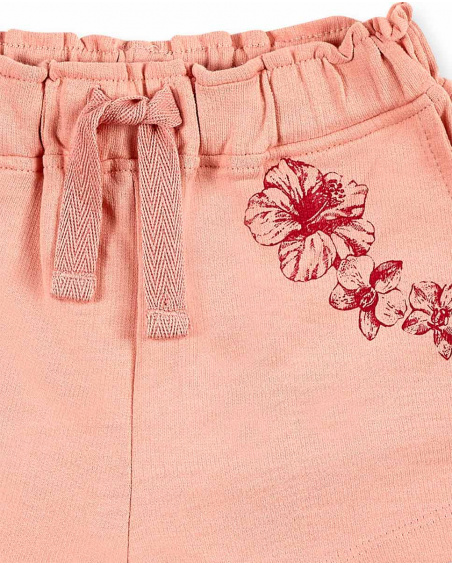 Pink knit shorts for girl Island Life collection