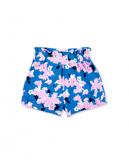 Blue floral knitted shorts for girl Carnet De Voyage collection