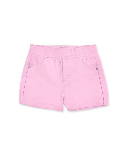 Pink knitted straight shorts for girl Basics Girl collection