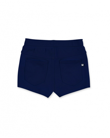 Navy knit straight shorts for girl Basics Girl collection