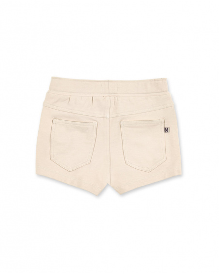 Beige knit straight shorts for girl Basics Girl collection