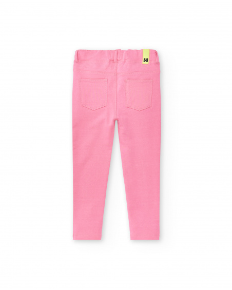 Pink knit jeggings for girl Neon Jungle collection