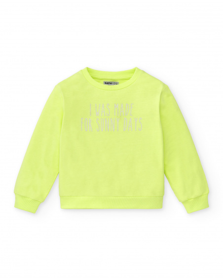Green knit sweatshirt for girl Neon Jungle collection