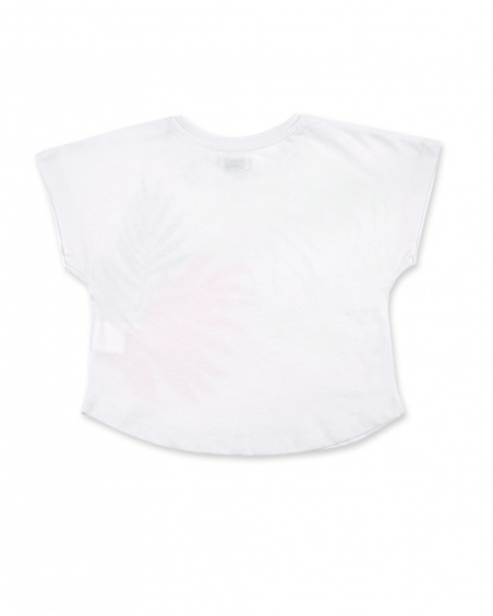 White knit t-shirt for girl Neon Jungle collection