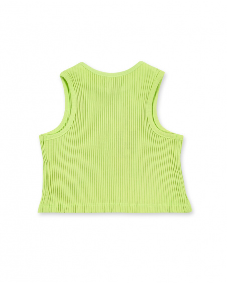 Green knit t-shirt for girl Neon Jungle collection