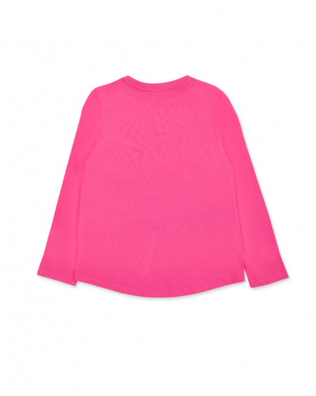 Fuchsia knitted t-shirt for girl Sunday Brunch collection