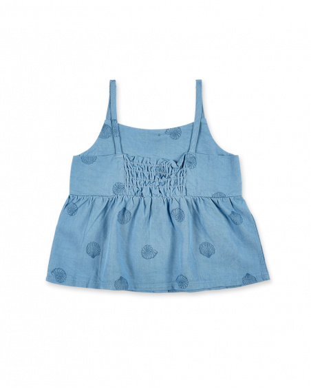 Indigo blue knitted top for girl Island Life collection