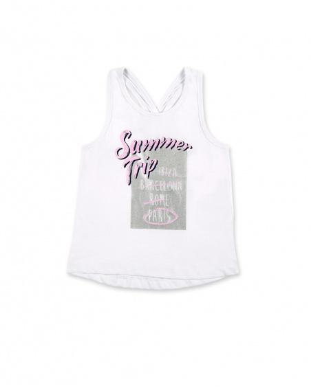 White knit tank top for girl Carnet De Voyage collection