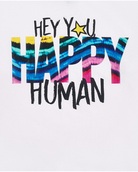 Camiseta larga punto blanco niña Happy Summer Vibes