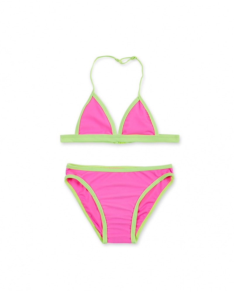 Neon pink and green bikini sales