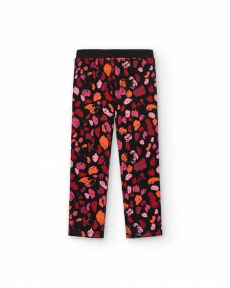 Black leggings with red and pink polka dot print for girls from the Dark and Roses collection