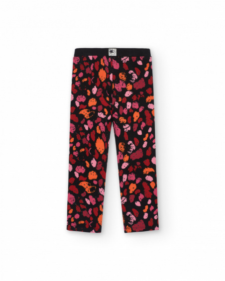 Black leggings with red and pink polka dot print for girls from the Dark and Roses collection