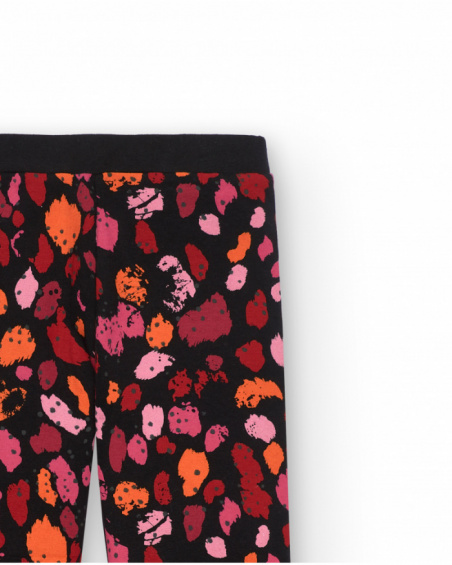 Black leggings with red and pink polka dot print for girls from the Dark and Roses collection