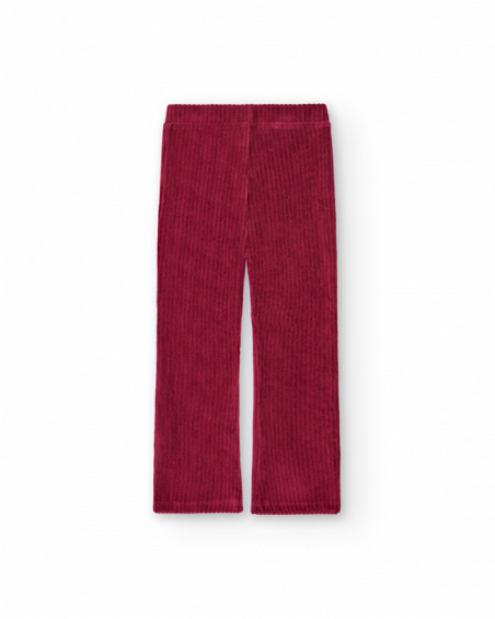 Red corduroy flared trousers for girls from the Colorfield collection