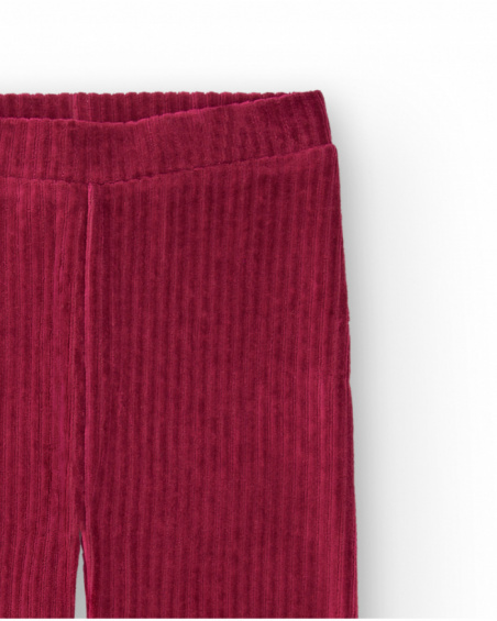 Red corduroy flared trousers for girls from the Colorfield collection