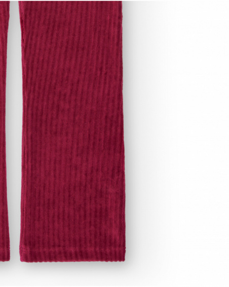 Red corduroy flared trousers for girls from the Colorfield collection