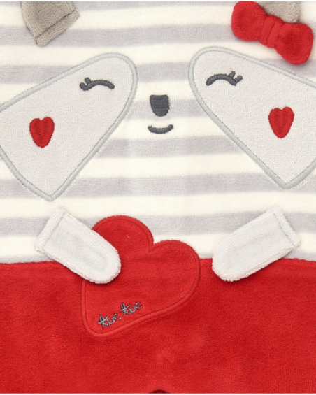Baby girl's romper in grey stripes with raccoon detail from the Sweet Racoon collection