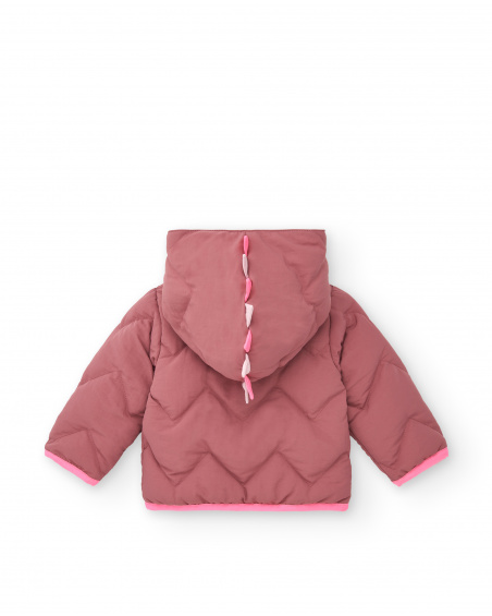 Pink jacket for girls with hood and hedgehog detail from the Hedgehog Forest collection