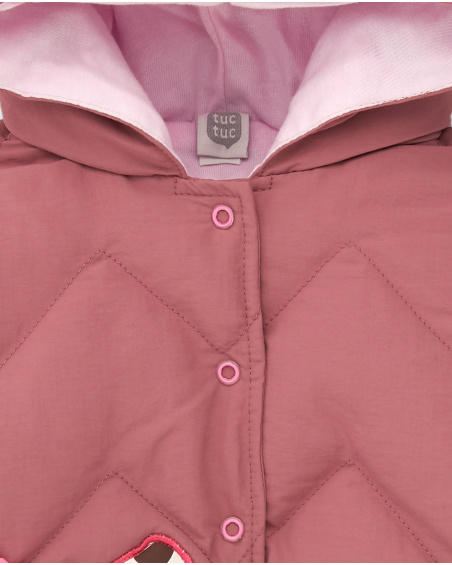 Pink jacket for girls with hood and hedgehog detail from the Hedgehog Forest collection