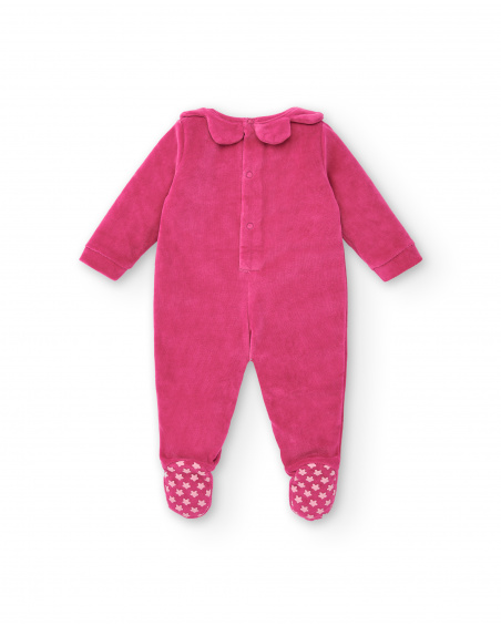Fuchsia romper for girls with a ballerina bunny design from the Glitter Tales collection