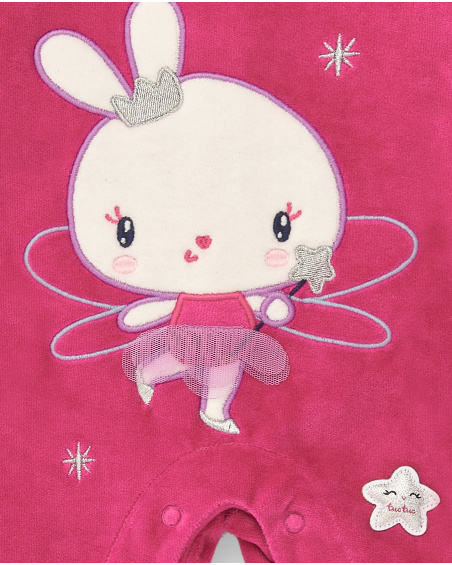 Fuchsia romper for girls with a ballerina bunny design from the Glitter Tales collection