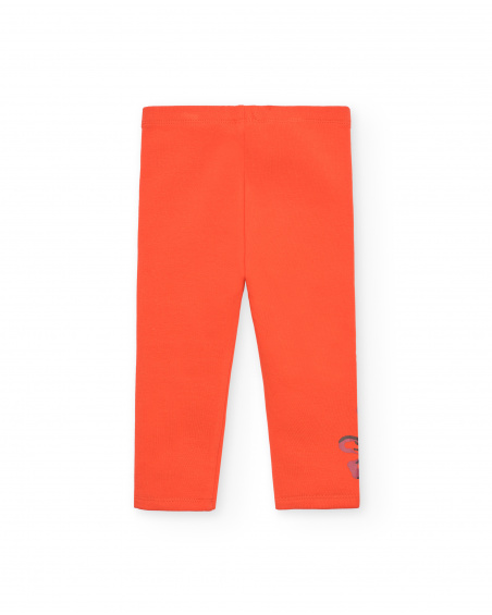 Leggings for girls in orange with floral detail Super Natural collection