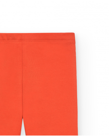 Leggings for girls in orange with floral detail Super Natural collection