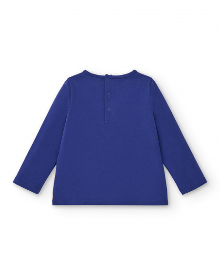 Girls' fleece t-shirt in blue with floral print from the Super Natural collection