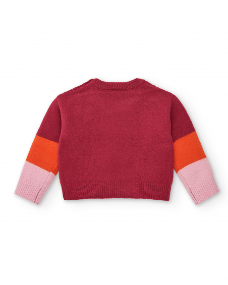 Girl's sweater in red with smiley face design Super Natural collection