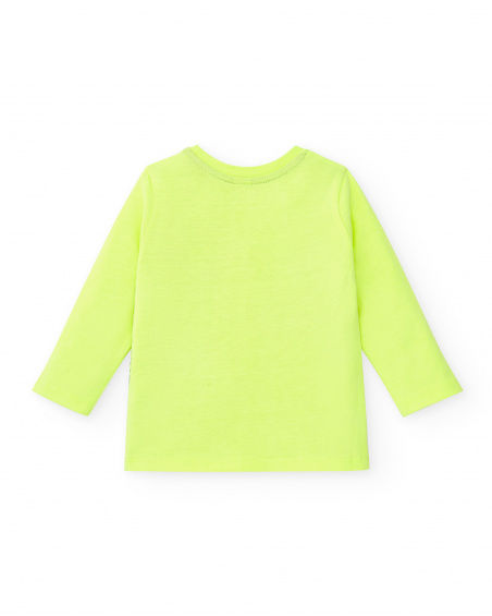 Yellow long-sleeved t-shirt with penguin print for boys from the Freezy collection