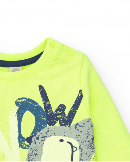 Yellow long-sleeved t-shirt with penguin print for boys from the Freezy collection