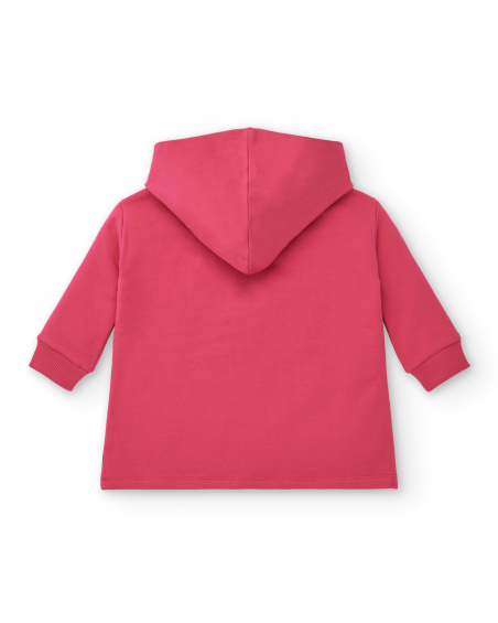Fuchsia hoodie for girls with stars and moon design from the Cosmic Girl collection