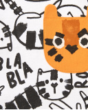 White boy's t-shirt with tiger print and graphic details from the Cartoon Calling collection White boy's t-shirt with tiger print and graphic details from the Cartoon Calling collection