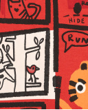 Red children's t-shirt with comic-style design from the Cartoon Calling collection Red children's t-shirt with comic-style design from the Cartoon Calling collection