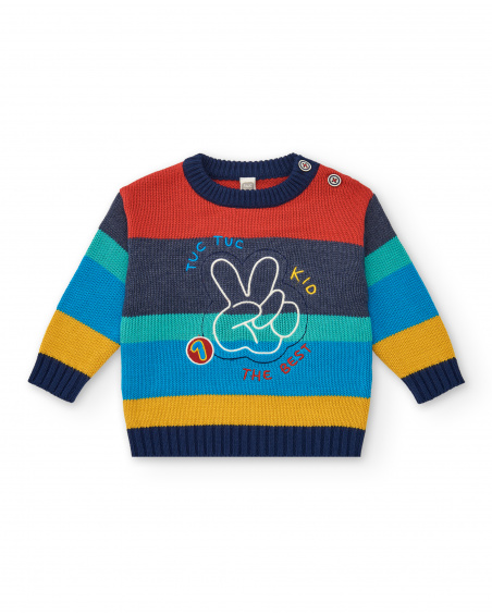 Boys' sweater in bright colours with embroidered design from the Big Brains collection