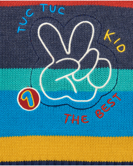 Boys' sweater in bright colours with embroidered design from the Big Brains collection