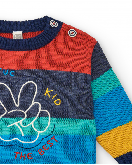 Boys' sweater in bright colours with embroidered design from the Big Brains collection