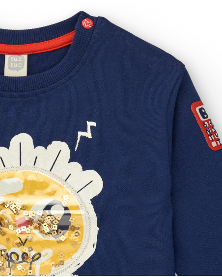 Navy blue boy's t-shirt with "Full of Ideas" print from the Big Brains collection