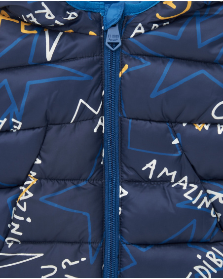 Technical parka for boys in navy blue with graphic print from the Amazing collection