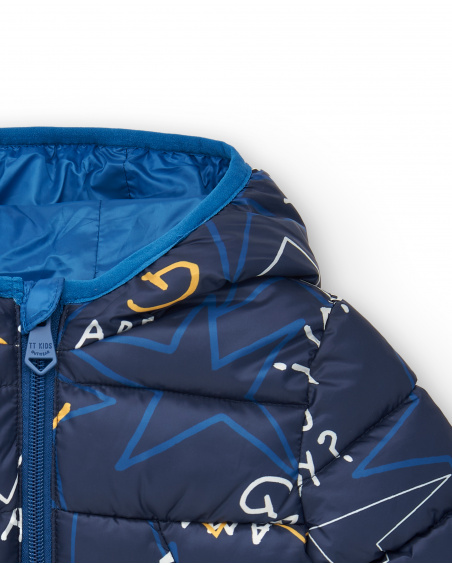 Technical parka for boys in navy blue with graphic print from the Amazing collection