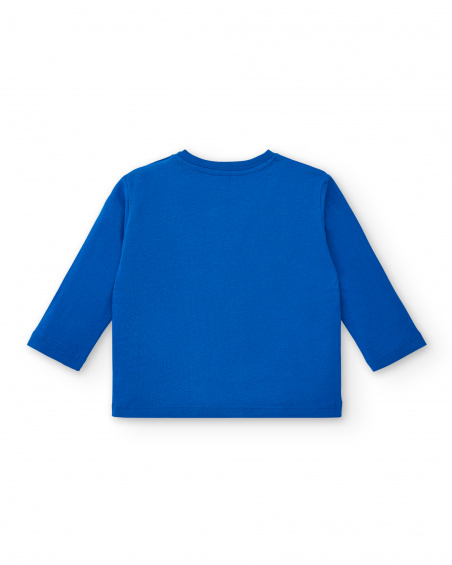 Boys' knitted t-shirt in blue with star print and message from the Amazing collection