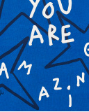 Boys' knitted t-shirt in blue with star print and message from the Amazing collection Boys' knitted t-shirt in blue with star print and message from the Amazing collection