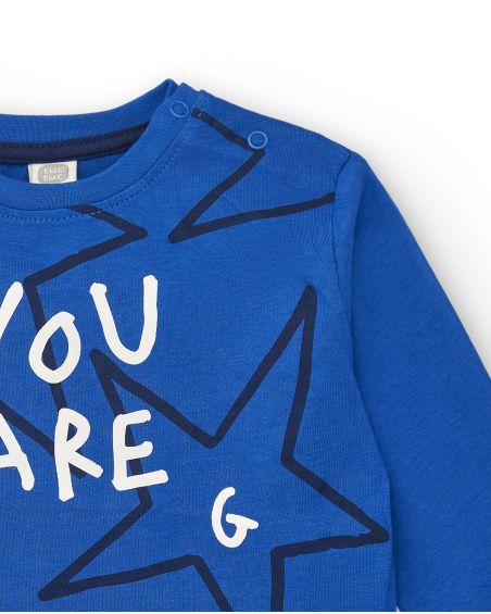 Boys' knitted t-shirt in blue with star print and message from the Amazing collection