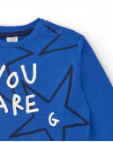Boys' knitted t-shirt in blue with star print and message from the Amazing collection Boys' knitted t-shirt in blue with star print and message from the Amazing collection