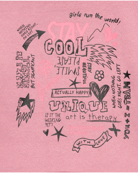 Sudadera rosa con mangas abullonadas y estampado colección Rebel Dreamers