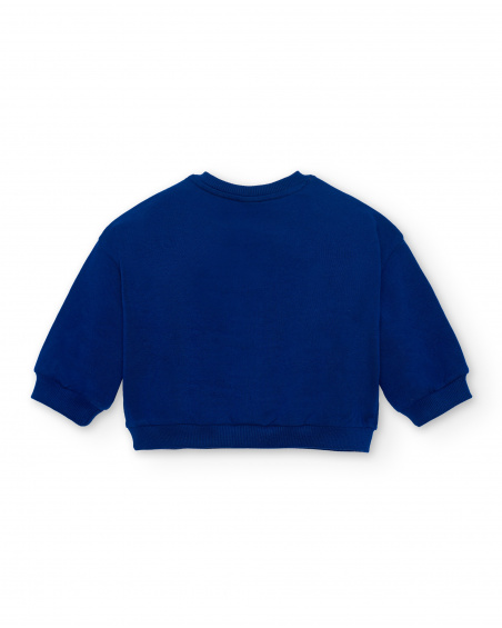 Girl's navy blue sweatshirt with heart and pencil print from the Big Brains collection