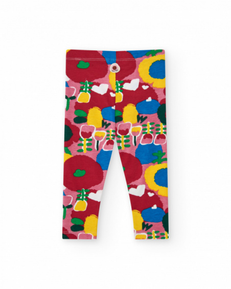 Leggings niña en rojo con estampado floral llamativo Happy