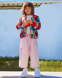 Woven trousers for girls in pink with cargo pockets Happy Garden